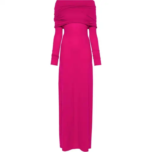 Balenciaga Long Sleeved Dress Slim Fit Women's Fuchsia