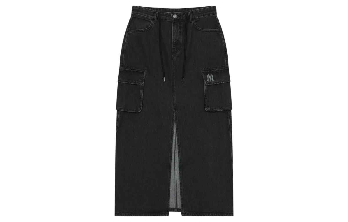 MLB New York Yankees Basic Collection 24FW Denim Long Skirt Women's Black