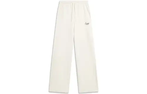 Li Ning Sports Life Collection Knitted Sweatpants Women's Ecru Moderate Straight Fit Pants