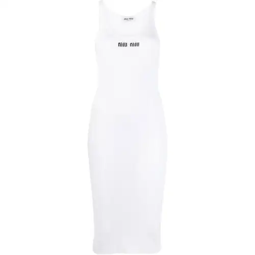 MIU MIU SS23 Slip Dress Women's White