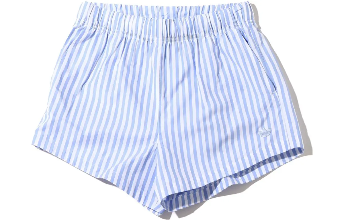 Adidas Originals ESSENTIALS Casual Shorts Women's Blue With White Lettering Moderate Straight Fit Pants