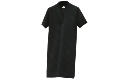 HERMES Short Sleeved Dresses Women's Black V Neck Moderate