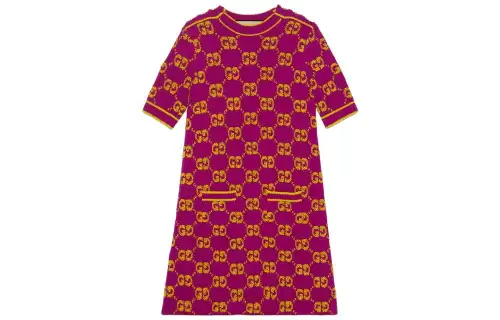 GUCCI SS23 Short Sleeved Dress Women's Purple