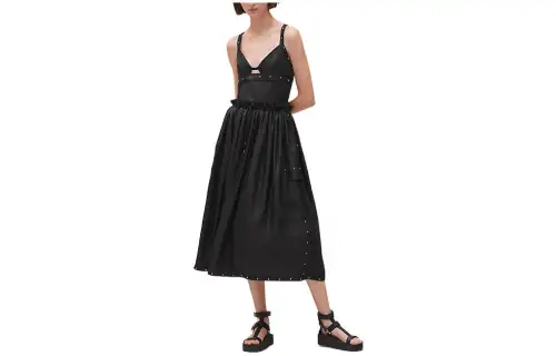 HERMES Sleeveless Dresses Women's Black V Neck Moderate
