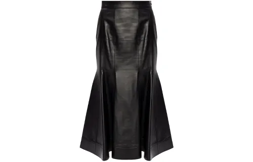 LOEWE Leather Long Skirts Women's Black Moderate Mid Length Bodycon Skirt