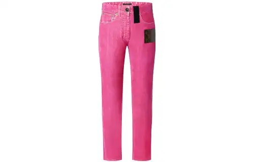 LOUIS VUITTON New Quarterly Products Of LV Jeans Women's Red Moderate Straight Fit Pants