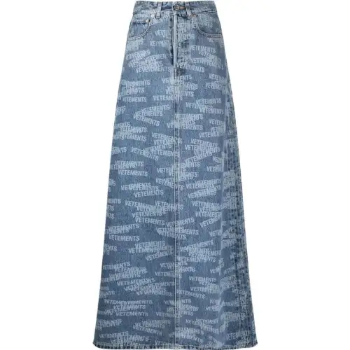 Vetements Denim Long Skirts Women's Blue Long Other