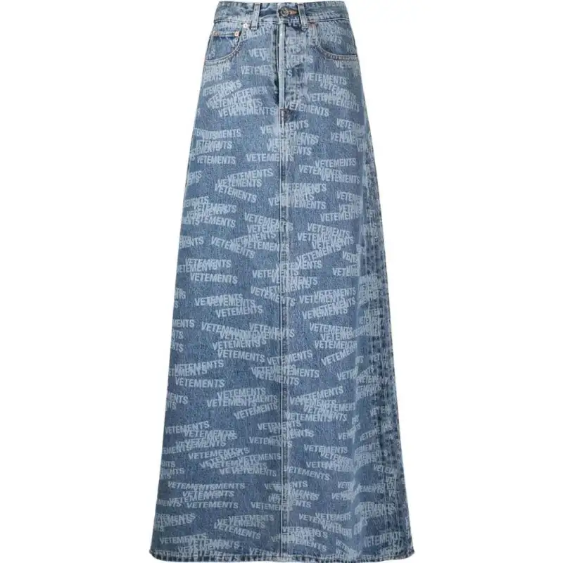 Vetements Denim Long Skirts Women's Blue Long Other