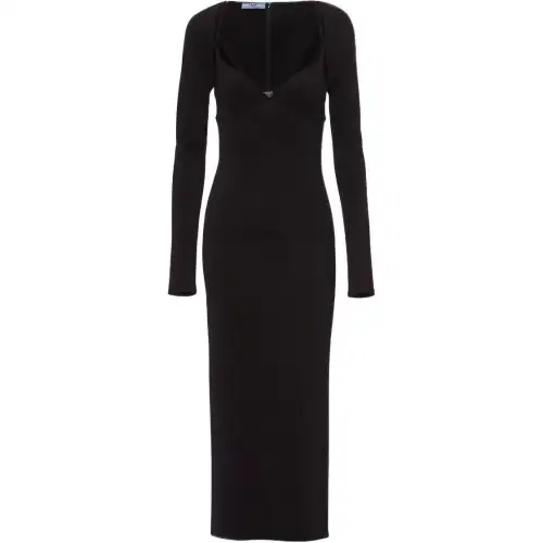 【Previous Season】logo-plaque stretch-jersey midi dress