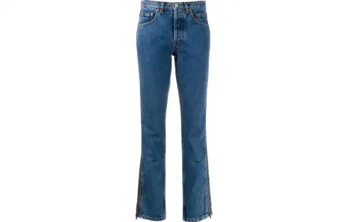 Vetements Jeans Women's Blue Moderate Straight Fit Pants
