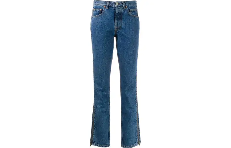 Vetements Jeans Women's Blue Moderate Straight Fit Pants