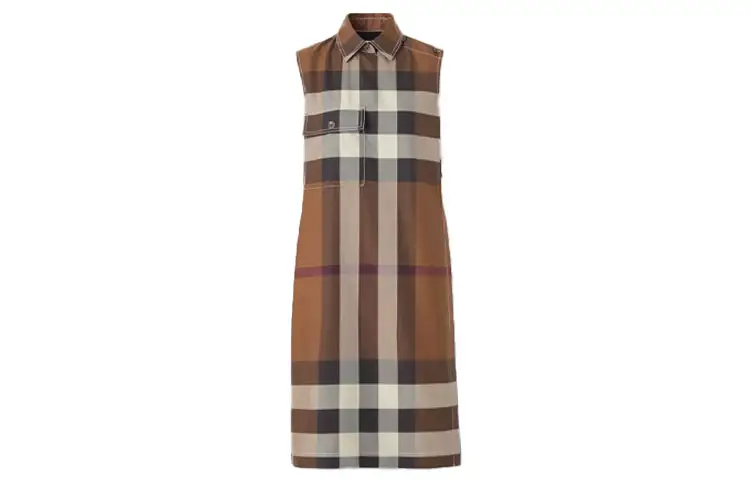 Burberry Sleeveless Dress Women's Dark Birch Brown