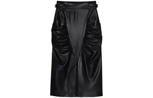 GUCCI Leather Long Skirts Women's Black Moderate Mid Length Other