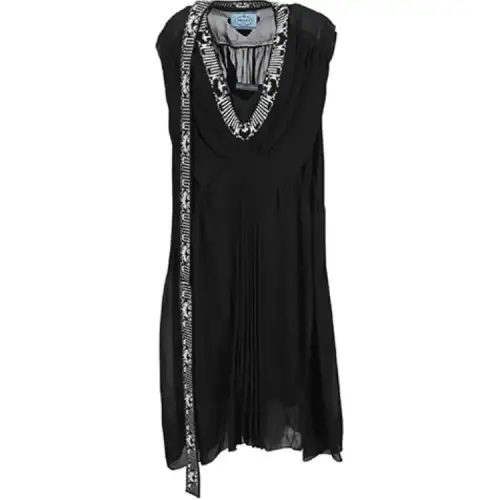 PRADA Sleeveless Dresses Women's Black V Neck Moderate