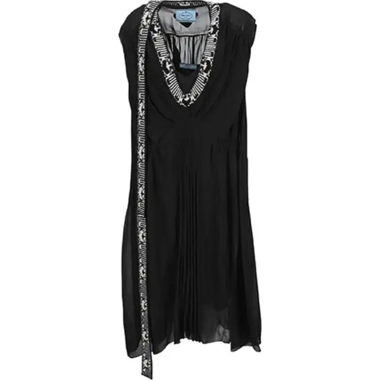 PRADA Sleeveless Dresses Women's Black V Neck Moderate