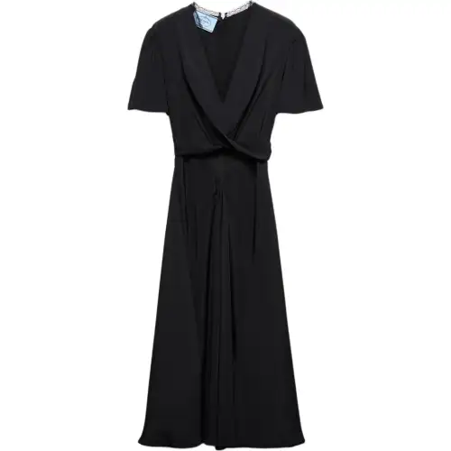 Prada V-neck short-sleeve midi dress
