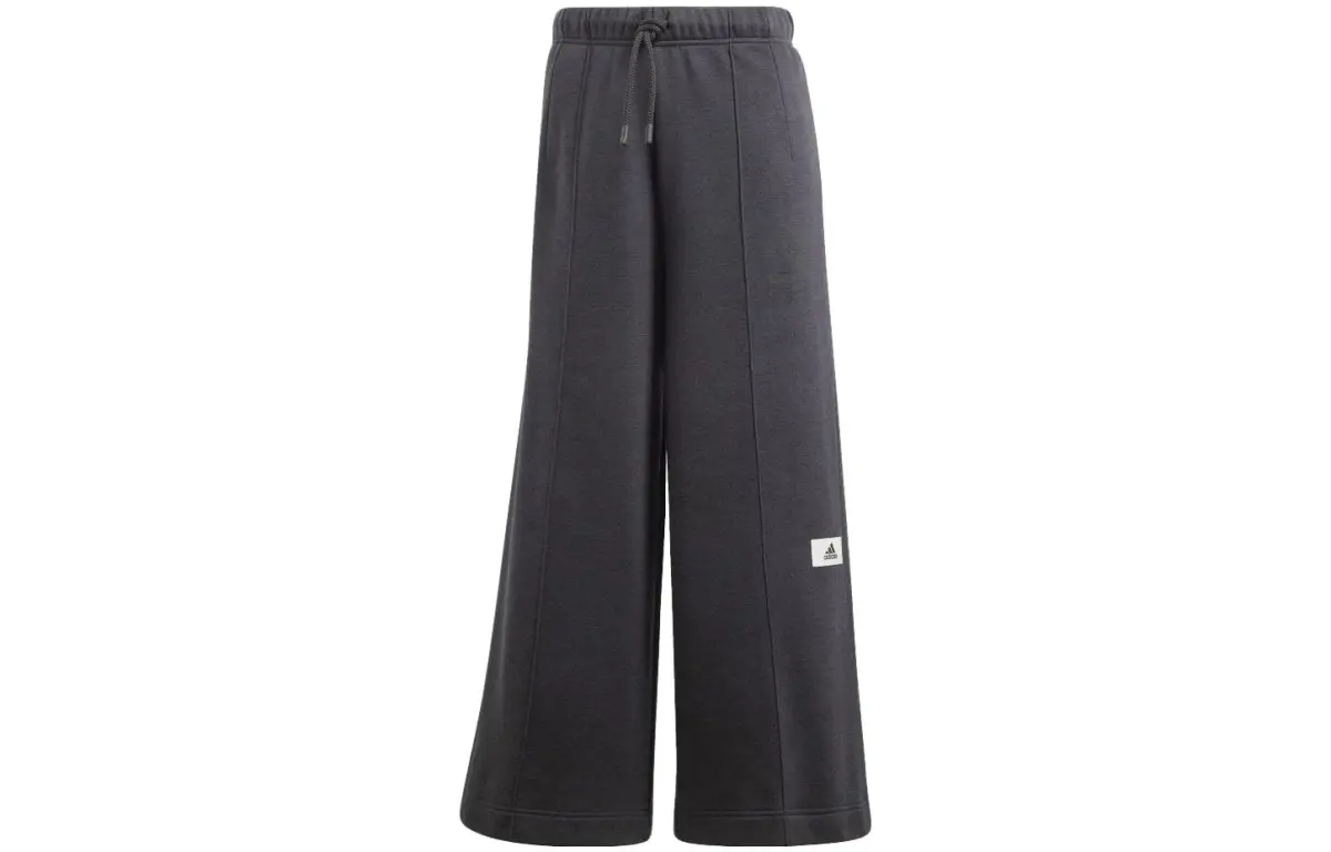 Adidas Knitted Sweatpants Women's Dark Gray Moderate Wide Leg Pants