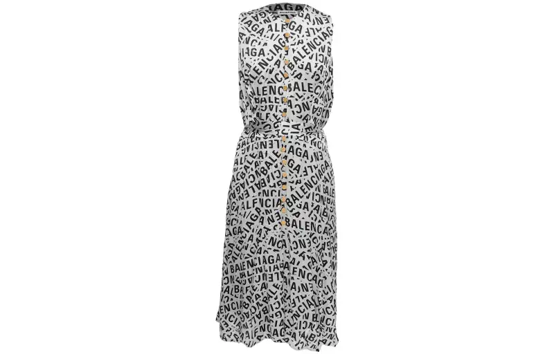 Balenciaga logo-print midi dress
