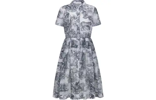 DIOR SS22 Short Sleeved Dress Women's Marine Blue