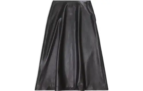 Balenciaga A Line Leather Skirt