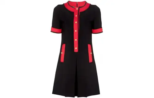 GUCCI Short Sleeved Dresses Women's Black Red Crew Neck Moderate Mid Length