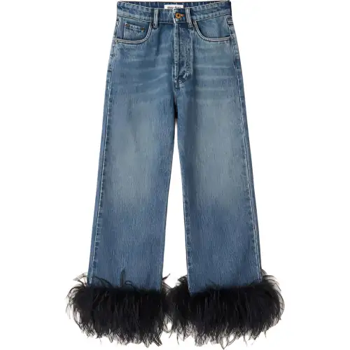 MIU MIU Jeans Women's Blue Moderate Wide Leg Pants