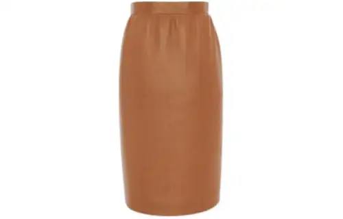 SAINT LAURENT SS24 Leather Long Skirt Women's Ice Brown