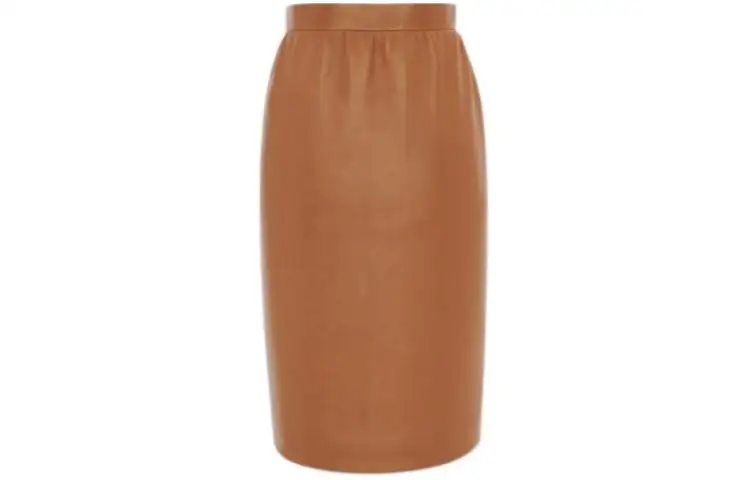 SAINT LAURENT SS24 Leather Long Skirt Women's Ice Brown