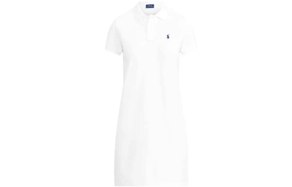 Polo Ralph Lauren SS23 Short Sleeved Dress Straight Fit Version Women's White