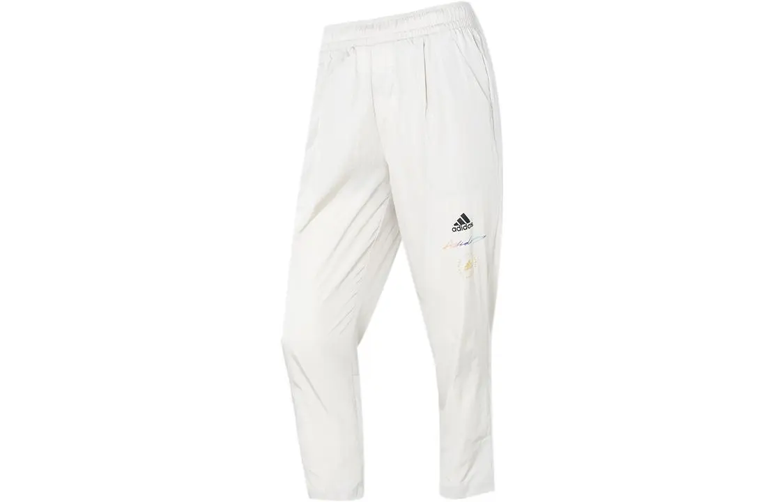 Adidas Knitted Sweatpants Women's White Moderate Cuffed Pants