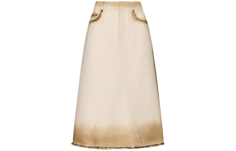 DIOR SS24 Denim Long Skirt Women's White