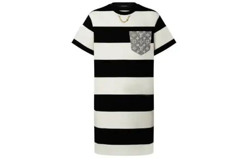 LOUIS VUITTON SS23 Short Sleeved Dress Women's Black White