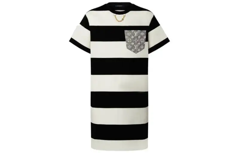 LOUIS VUITTON SS23 Short Sleeved Dress Women's Black White