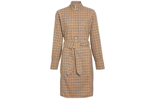 Burberry Long Sleeved Dress Women's Classical Style Yellow 80337331