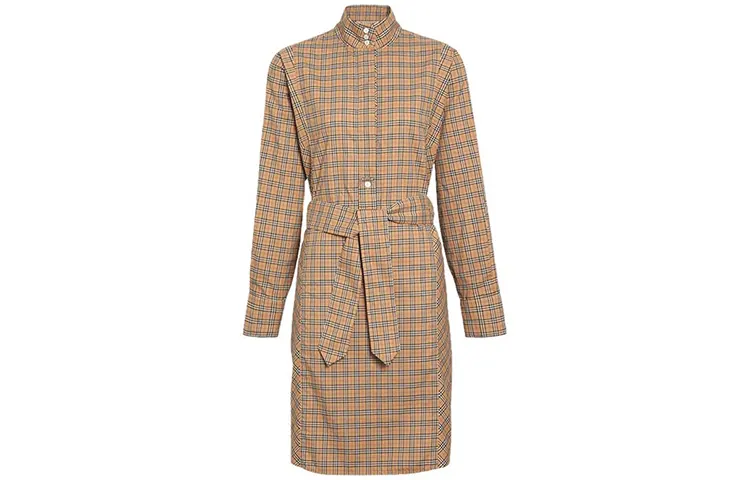 Burberry Long Sleeved Dress Women's Classical Style Yellow 80337331