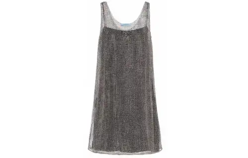 PRADA Sleeveless Dresses Women's Black Crew Neck Moderate