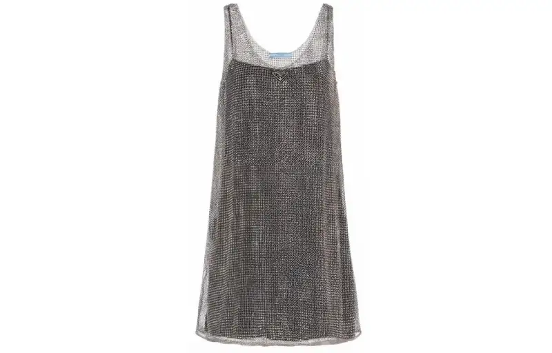 PRADA Sleeveless Dresses Women's Black Crew Neck Moderate