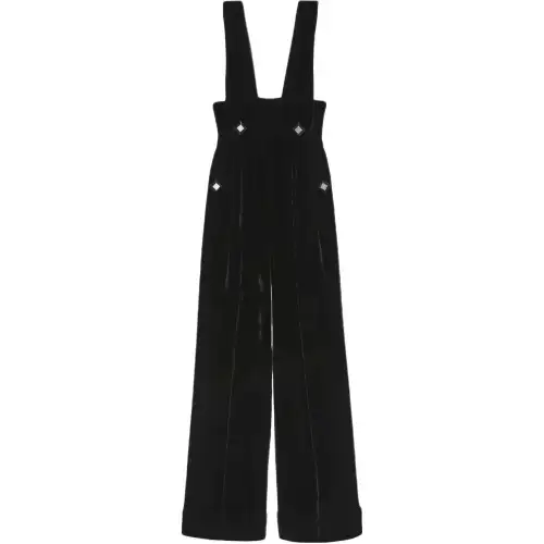 GUCCI Women's Silk Viscose Cuffed Jumpsuit Black
