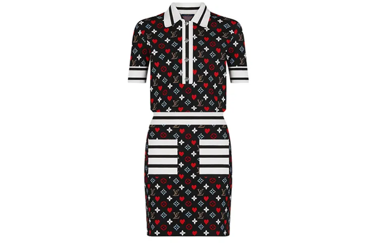 LOUIS VUITTON Knitted Fabric Dress Women's Black