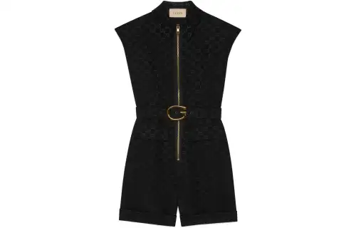 GG-motif belted playsuit