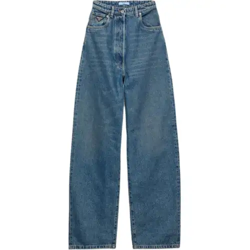 PRADA Logo-Patch Wide Leg Jeans