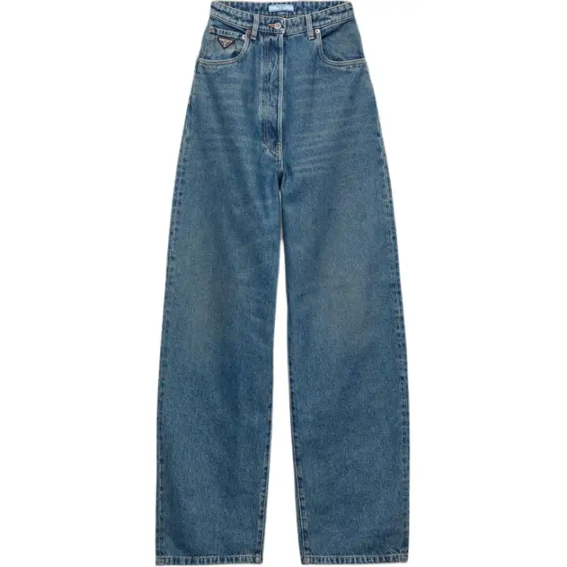PRADA Logo-Patch Wide Leg Jeans