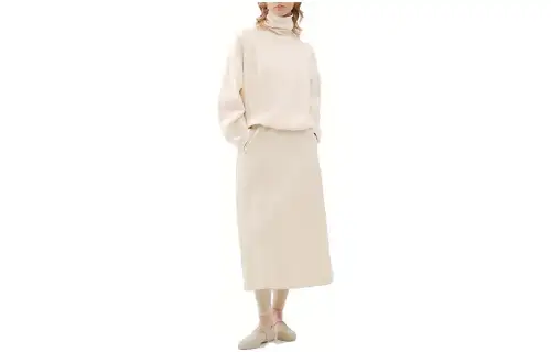UNIQLO FW23 U Denim Long Skirts Women's Light Beige Moderate Mid Length A Line Skirt