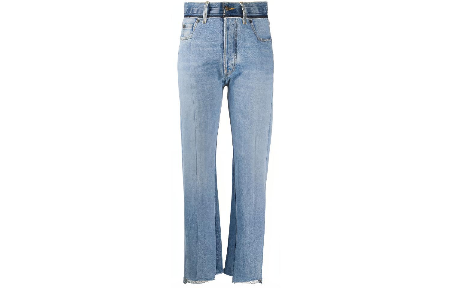 Maison Margiela FW21 Contrast Stitching Belt Loop Hot Girl Jeans Women's Blue