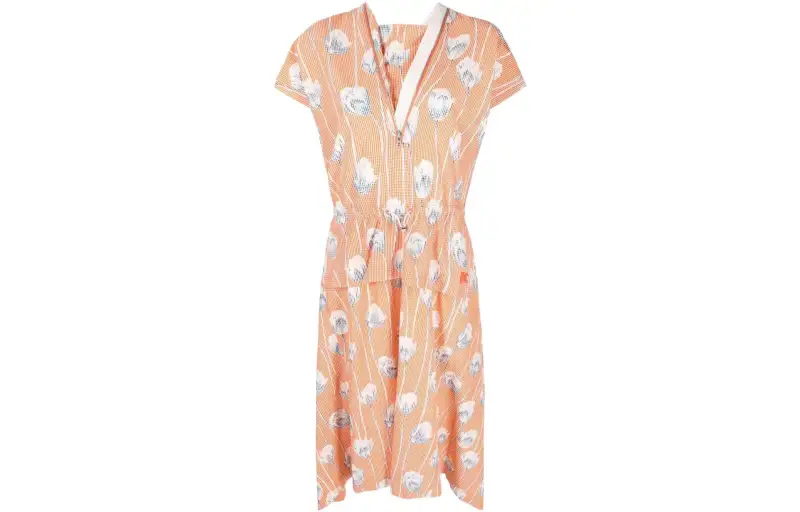 【Previous Season】graphic-floral print gingham midi dress