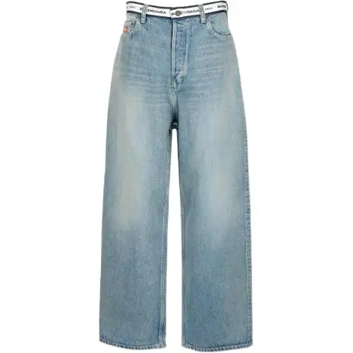 Balenciaga Jeans Women's Blue Moderate Wide Leg Pants