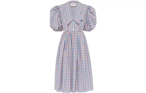Miu Miu logo-embroidered check dress