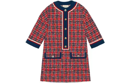 GUCCI Pre Owned 2010s Checked Tweed Dress