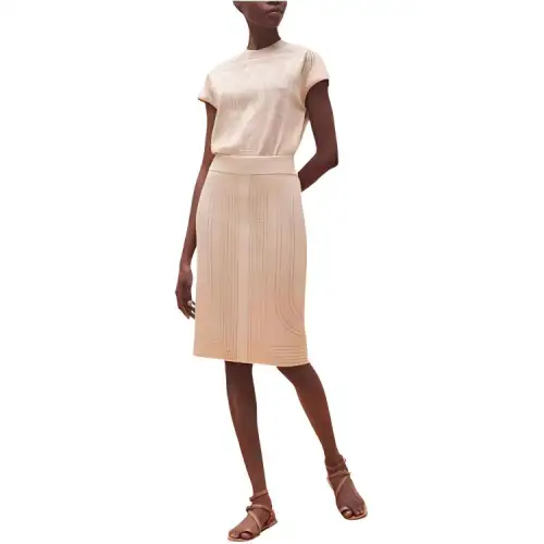 HERMES Knit Long Skirt Women's Ecru