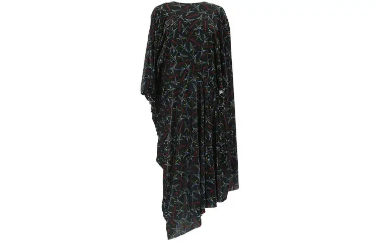 Balenciaga Long Sleeved Dresses Women's Black Crew Neck Moderate